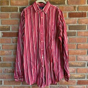 Ralph Lauren Men's Red Striped button down shirt